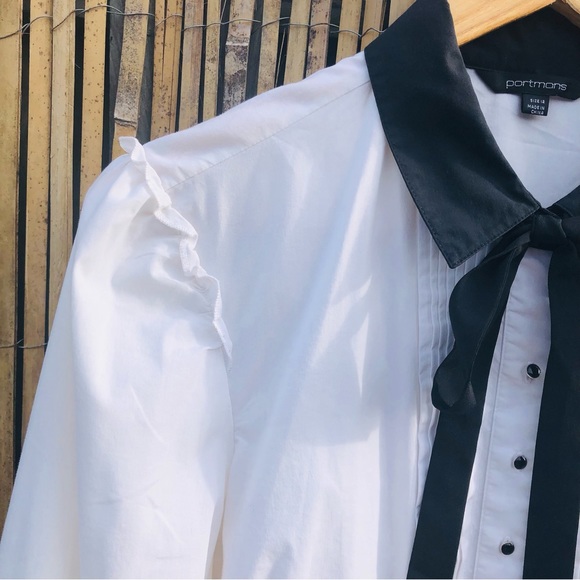 Portmans White Shirt w/ Black Details, Tie, French Cuffs & Cuff Links 12 - Picture 12 of 13